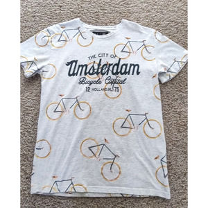 Fox Gray and Yellow Amsterdam Bicycle Tee